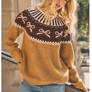 Sage + Fig Sweater with Bow Accents